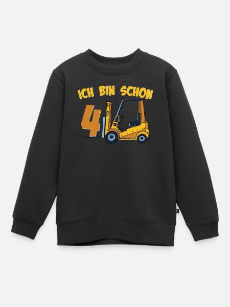 Gabelstapler Stapler zum 4. Geburtstag 4 Jahre - Kinder Premium Organic Sweatshirt - Schwarz