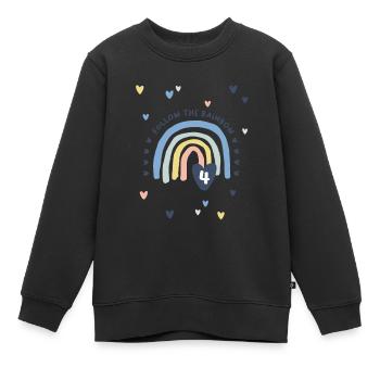 4. Geburtstag - 4. Lebensjahr Regenbogen mit Herz - Kinder Premium Organic Sweatshirt - Schwarz - Vorne - AI Model Kid Female (0cm)