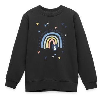 6. Geburtstag - 6. Lebensjahr Regenbogen mit Herz - Kinder Premium Organic Sweatshirt - Schwarz - Vorne - AI Model Kid Female (0cm)