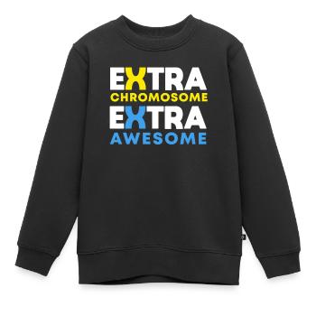 Extra Chromosome Extra Awesome Down Syndrome Aware - Kinder Premium Organic Sweatshirt - Schwarz - Vorne - AI Model Kid Female (0cm)