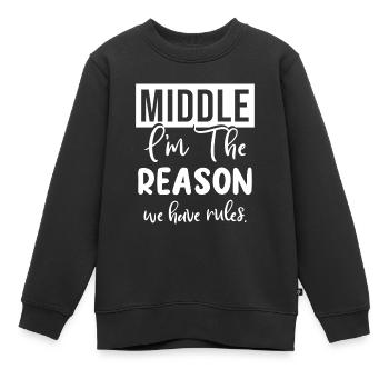 Look du partenaire le plus vieux du milieu le plus jeune - Sweat Premium enfant bio - noir - Devant - AI Model Kid Female (0cm)