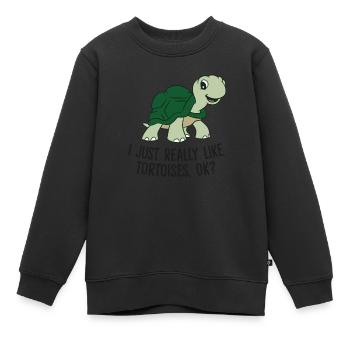 J’aime les tortues Tout simplement Ok - Sweat Premium enfant bio - noir - Devant - AI Model Kid Female (0cm)