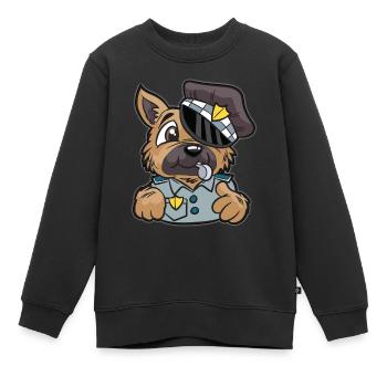 Polizeihund Polizei Hund Englischer Polizist Bobby - Kinder Premium Organic Sweatshirt - Schwarz - Vorne - AI Model Kid Female (0cm)
