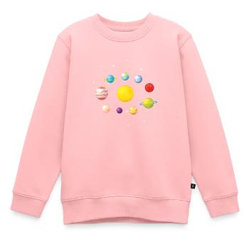 planètes J'aime ma planète Space Galaxy - Sweat Premium enfant bio - rose - Devant - AI Model Kid Female (0cm)