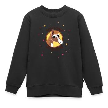 Achtung Schulkind Süßes Pferd Geschenk Mädchen - Kinder Premium Organic Sweatshirt - Schwarz - Vorne - AI Model Kid Female (0cm)