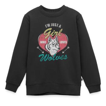 Wolf - Kinder Premium Organic Sweatshirt - Schwarz - Vorne - AI Model Kid Female (0cm)
