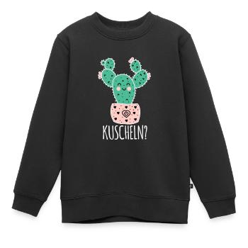 Lustig Süßer Kaktus zum Kuscheln Kakteen Geschenk - Kinder Premium Organic Sweatshirt - Schwarz - Vorne - AI Model Kid Female (0cm)