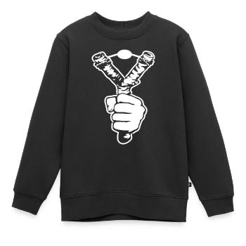 Steinschleuder Schleuder T-Shirt Geschenk - Kinder Premium Organic Sweatshirt - Schwarz - Vorne - AI Model Kid Female (0cm)