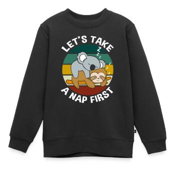 Sloth koala dormant mocassins lève-tard - Sweat Premium enfant bio - noir - Devant - AI Model Kid Female (0cm)