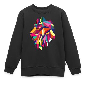 Trendy Löwe geometrisches afrikanisches Tier - Kinder Premium Organic Sweatshirt - Schwarz - Vorne - AI Model Kid Female (0cm)