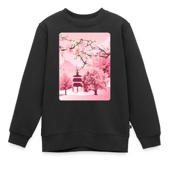 Japanische Kirschblüte Japanische Kunst - Kinder Premium Organic Sweatshirt - Schwarz - Vorne - AI Model Kid Female (0cm)