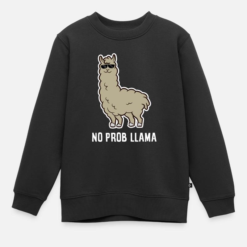 Llama Gift No Probllama Lama avec lunettes de soleil - Sweat Premium enfant bio - noir