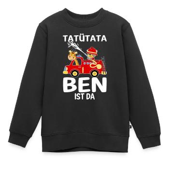 Tatütata Ben ist da lustiges Feuerwehr Kinder Kind - Kinder Premium Organic Sweatshirt - Schwarz - Vorne - AI Model Kid Female (0cm)