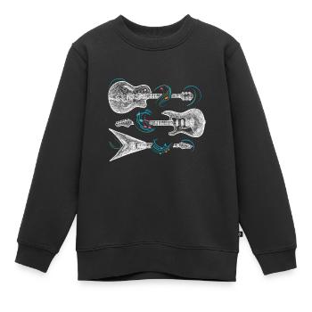 Rock n roll musique rock rock and roll guitariste - Sweat Premium enfant bio - noir - Devant - AI Model Kid Female (0cm)