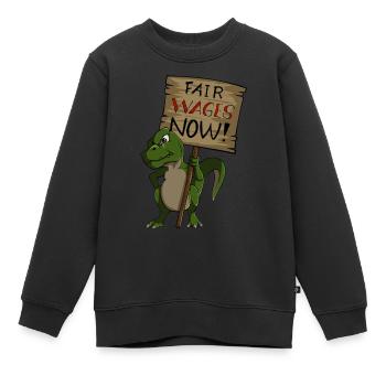 Gerechte Löhne Gehalt Streik Dino Gewerkschaft - Kinder Premium Organic Sweatshirt - Schwarz - Vorne - AI Model Kid Female (0cm)