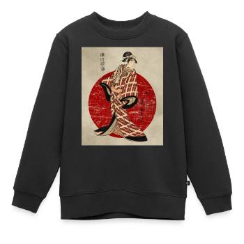 Geisha japonaise - Sweat Premium enfant bio - noir - Devant - AI Model Kid Female (0cm)