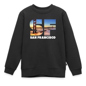 San Francisco - Sweat Premium enfant bio - noir - Devant - AI Model Kid Female (0cm)