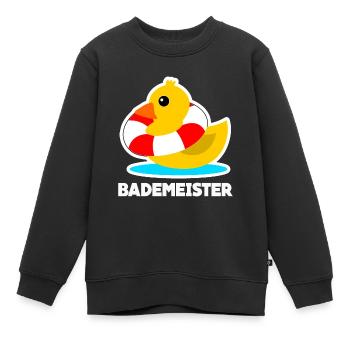 Bademeister Bade Ente und Rettungsring - Kinder Premium Organic Sweatshirt - Schwarz - Vorne - AI Model Kid Female (0cm)