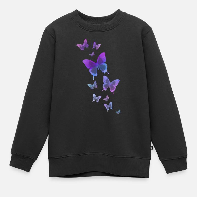 Schmetterling Schmetterling Tier bunt Farbe - Kinder Premium Organic Sweatshirt - Schwarz