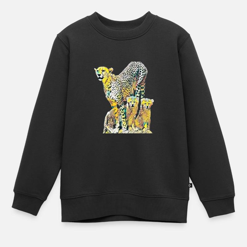 Gepard - Kinder Premium Organic Sweatshirt - Schwarz