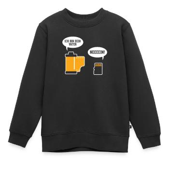 Bin Dein Vater Fotografie Fotograf Kamera - Kinder Premium Organic Sweatshirt - Schwarz - Vorne - AI Model Kid Female (0cm)