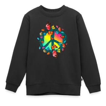 Hippie Butterflies Hippies Flower Power Années 60 - Sweat Premium enfant bio - noir - Devant - AI Model Kid Female (0cm)