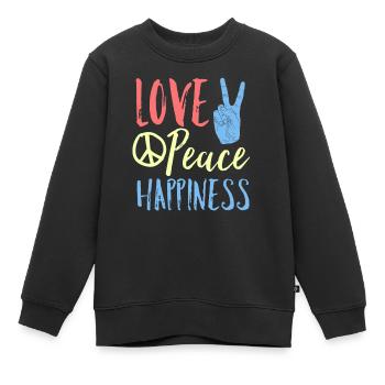 Love Peace Happiness - Kinder Premium Organic Sweatshirt - Schwarz - Vorne - AI Model Kid Female (0cm)