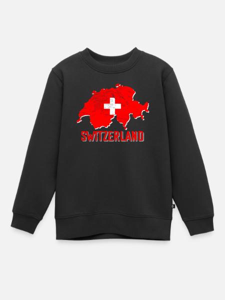 Suisse - Sweat Premium enfant bio - noir