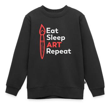 Eat Sleep Art Repeat - Funny Art - Kinder Premium Organic Sweatshirt - Schwarz - Vorne - AI Model Kid Female (0cm)