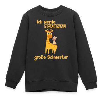 Nochmal große Schwester Giraffe wieder Giraffen - Kinder Premium Organic Sweatshirt - Schwarz - Vorne - AI Model Kid Female (0cm)