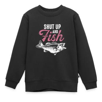 Shut up Fischen Angeln Fisch - Kinder Premium Organic Sweatshirt - Schwarz - Vorne - AI Model Kid Female (0cm)