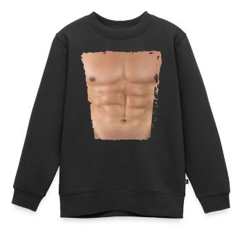 Fake Muskel Mann Fitness Männerkörper - Kinder Premium Organic Sweatshirt - Schwarz - Vorne - AI Model Kid Female (0cm)
