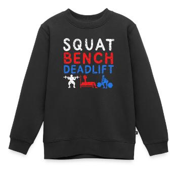 POWERLIFTING: Squat Bench - Kids Premium Organic Sweatshirt - black - Front - AI Model Kid Female (0cm)