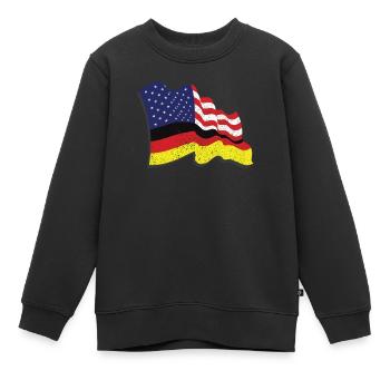 German American Flag USA America German - Kinder Premium Organic Sweatshirt - Schwarz - Vorne - AI Model Kid Female (0cm)