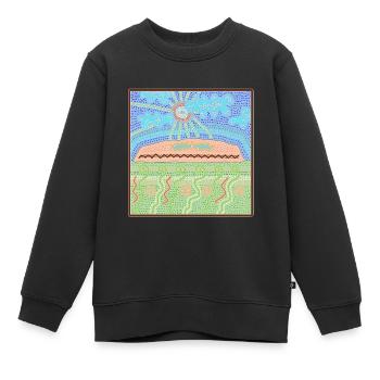 Aires Rock Autralian Aboriginal Kunst - Kinder Premium Organic Sweatshirt - Schwarz - Vorne - AI Model Kid Female (0cm)