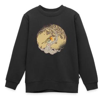 Arbre de vie - arbre de vie et robin - Sweat Premium enfant bio - noir - Devant - AI Model Kid Female (0cm)