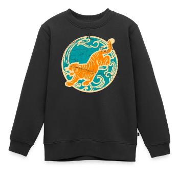 Tiger Mixed Martial Arts Großkatzen Wildkatzen - Kinder Premium Organic Sweatshirt - Schwarz - Vorne - AI Model Kid Female (0cm)