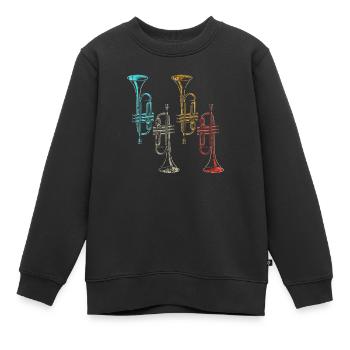 Retro Musikinstrument Blasinstrument Trompete - Kinder Premium Organic Sweatshirt - Schwarz - Vorne - AI Model Kid Female (0cm)