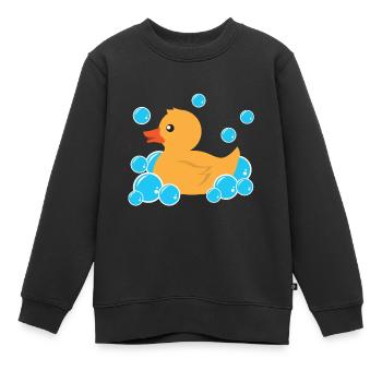 Süßes gelbe Gummi Ente Badewanne Spielzeug - Kinder Premium Organic Sweatshirt - Schwarz - Vorne - AI Model Kid Female (0cm)