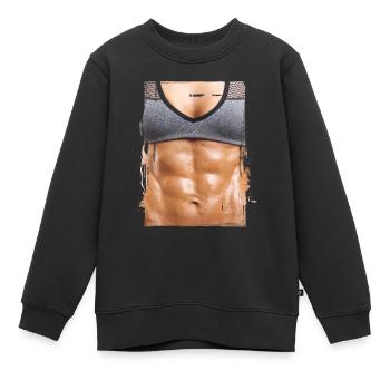 Fake Muskel Frau Fitness Frauenkörper - Kinder Premium Organic Sweatshirt - Schwarz - Vorne - AI Model Kid Female (0cm)