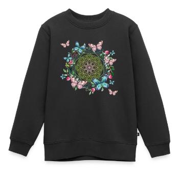 Geometrie/ Yoga/ Meditation/ Schmetterling Namaste - Kinder Premium Organic Sweatshirt - Schwarz - Vorne - AI Model Kid Female (0cm)