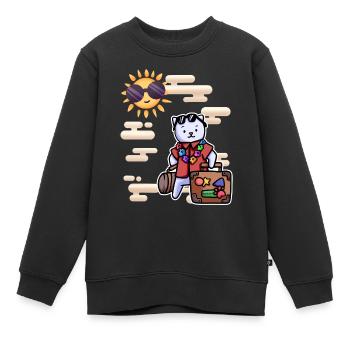 Valise de vacances chat paradis - Sweat Premium enfant bio - noir - Devant - AI Model Kid Female (0cm)