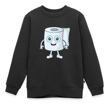 Papier toilette papier - Sweat Premium enfant bio - noir - Devant - AI Model Kid Female (0cm)