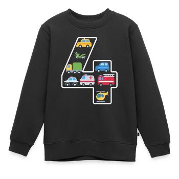 4 ans cadeau idée cadeau d'anniversaire - Sweat Premium enfant bio - noir - Devant - AI Model Kid Female (0cm)