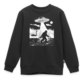 Bigfoot UFO Abduction Drôle Sasquatch Aliens Crypt - Sweat Premium enfant bio - noir - Devant - AI Model Kid Female (0cm)