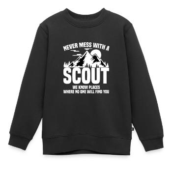 scout - Sweat Premium enfant bio - noir - Devant - AI Model Kid Female (0cm)