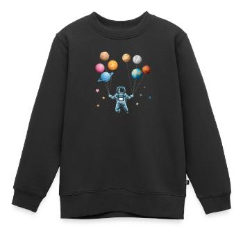 Astronaut mit Planeten - Ballons - Lustig abheben - Kinder Premium Organic Sweatshirt - Schwarz - Vorne - AI Model Kid Female (0cm)