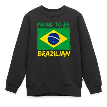 Drapeau brésilien fier - Brésil - Sweat Premium enfant bio - noir - Devant - AI Model Kid Female (0cm)