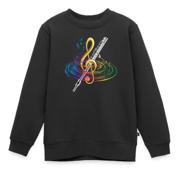 Musique classique de flûte - Sweat Premium enfant bio - noir - Devant - AI Model Kid Female (0cm)