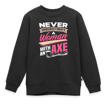 Axt Holzfällerin Sportlerin Hobby Geschenk - Kinder Premium Organic Sweatshirt - Schwarz - Vorne - AI Model Kid Female (0cm)